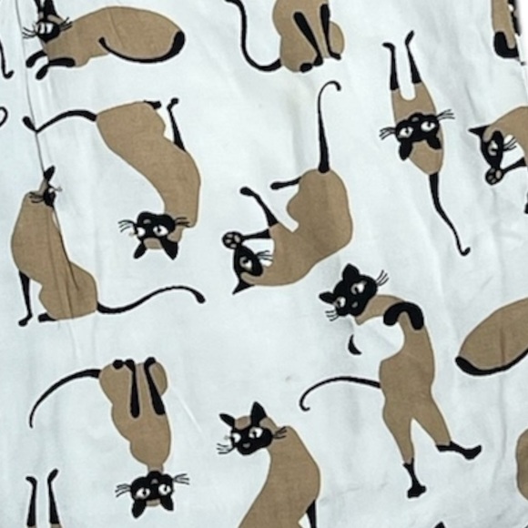 Gymboree Girls Size 7 Retro Cat Print Button Down Shirt White Black Tan - Picture 2 of 6